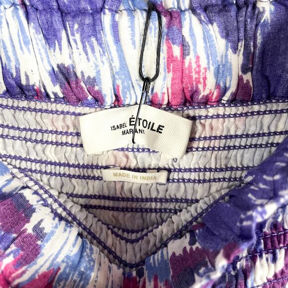 Isabel‎ Marant Etoile Naomi Skirt Purple Smocked Tiered Ruffle Sz 34 FR / XS - Picture 9 of 10